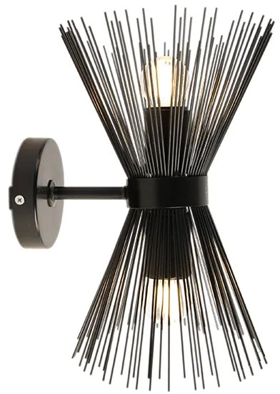 Art Deco wandlamp zwart 2-lichts - Broom