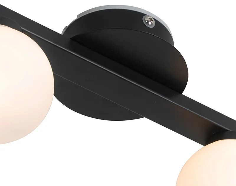 Moderne plafondlamp zwart IP44 4-lichts - Cederic