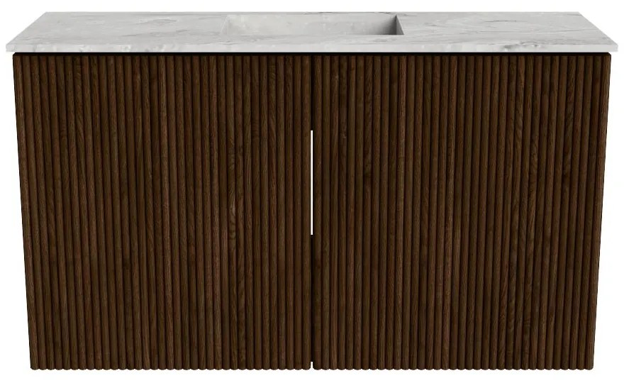 Mondiaz Joya DLux 70cm toiletmeubel walnut met wastafel faye midden zonder kraangat glace