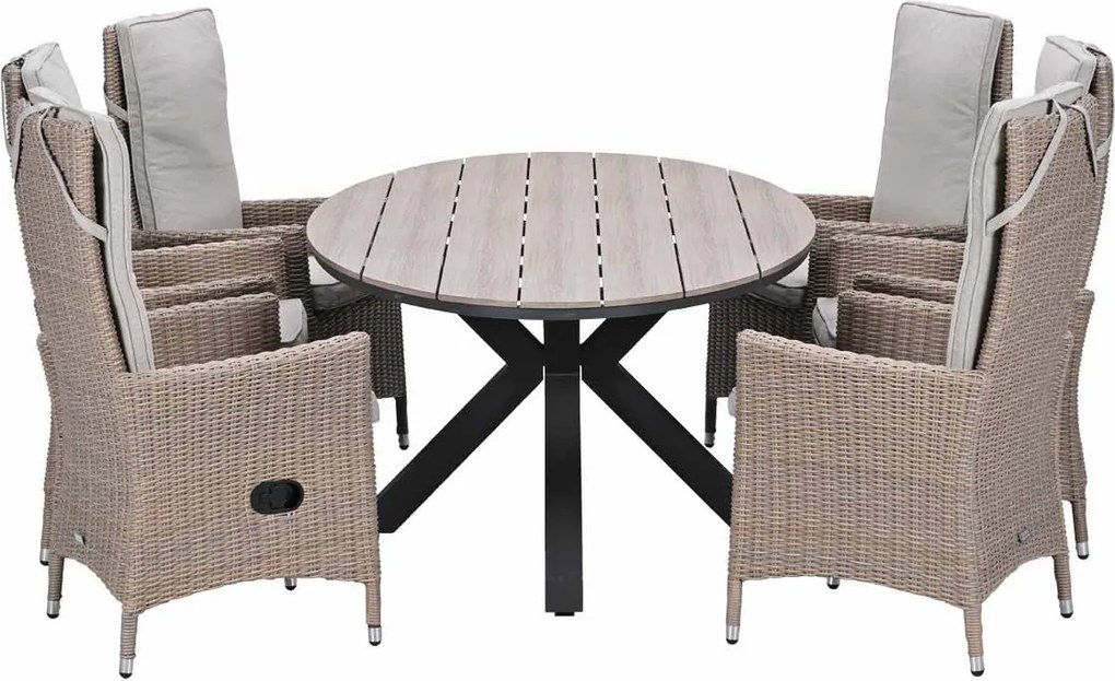 Garden Impressions Collin tuinset 7-delig - Tulli tuintafel 220x115xH75 cm - light teak vironwood