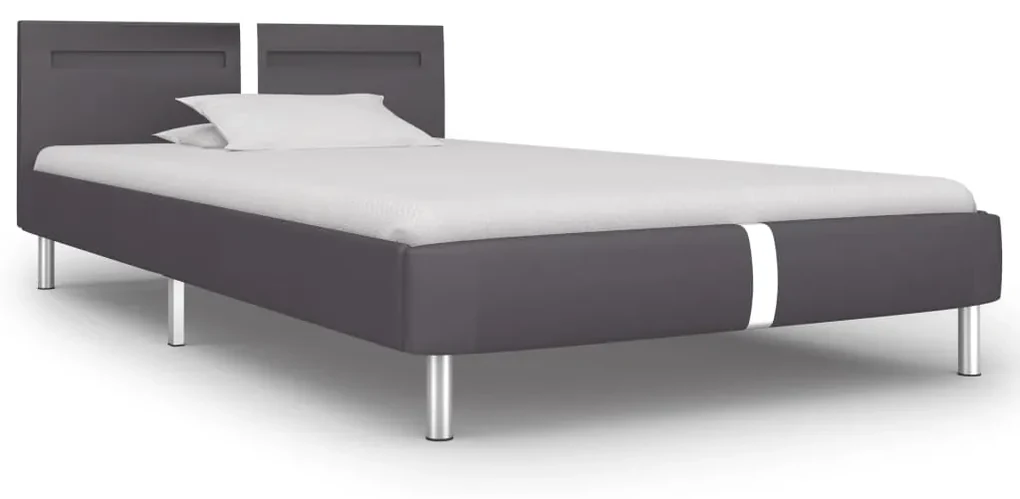 vidaXL Bedframe met LED kunstleer grijs 90x200 cm