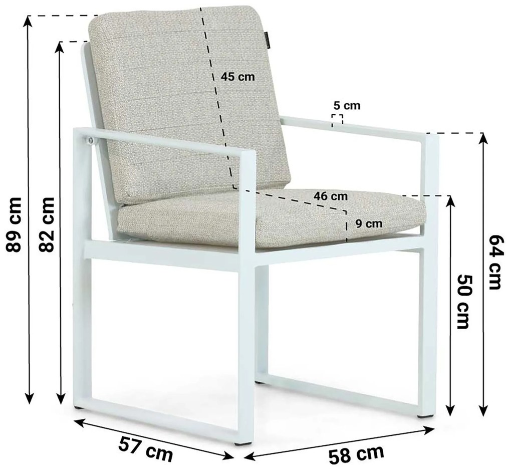 Tuinstoel Aluminium Wit Lifestyle Garden Furniture Nuno