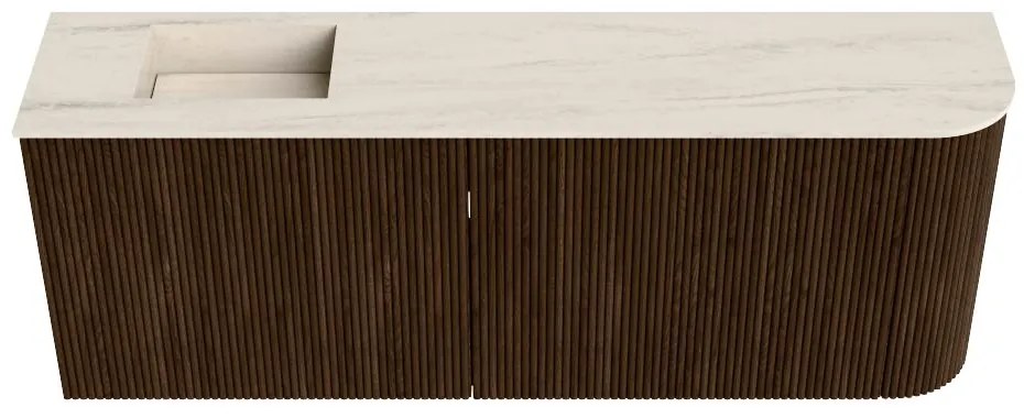 Mondiaz Joya DLux 110cm toiletmeubel ronding rechts walnut met wastafel faye links zonder kraangat meli