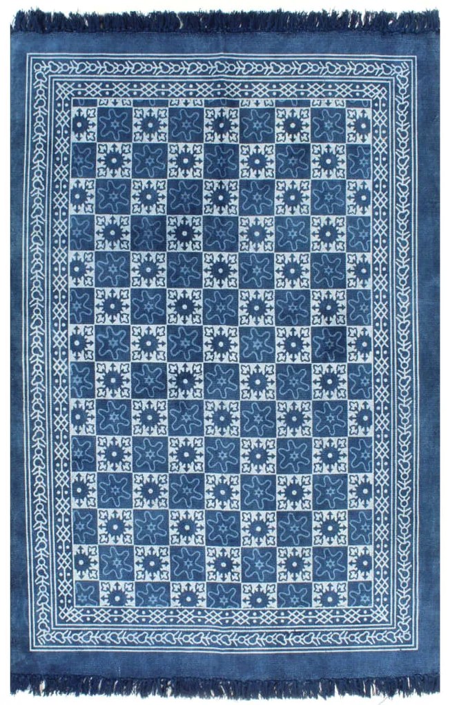 vidaXL Kelim vloerkleed met patroon 120x180 cm katoen blauw