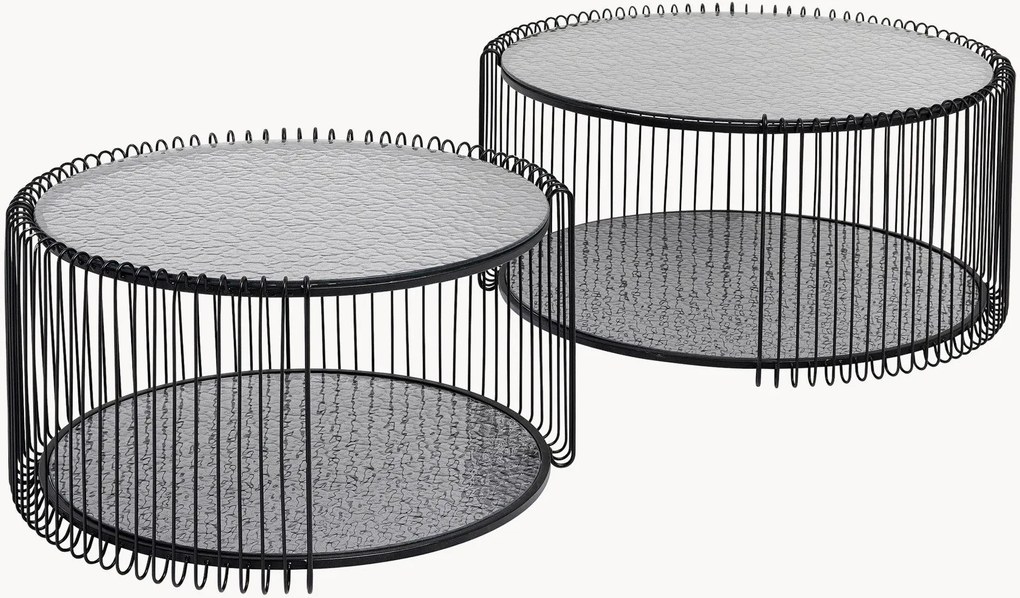 Salontafels Bubble met glazen tafelblad, 2-delig