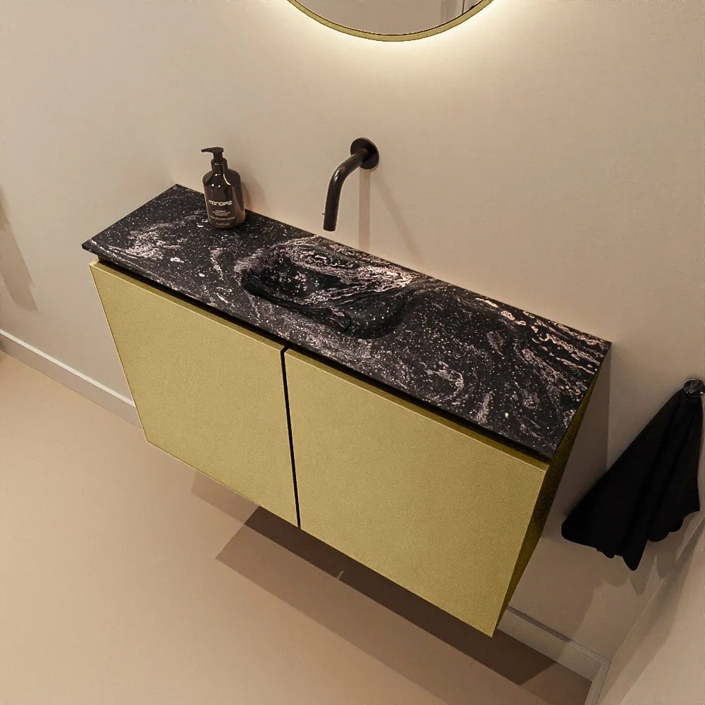 Mondiaz Ture DLux toiletmeubel 80cm oro met wastafel lava midden zonder kraangat