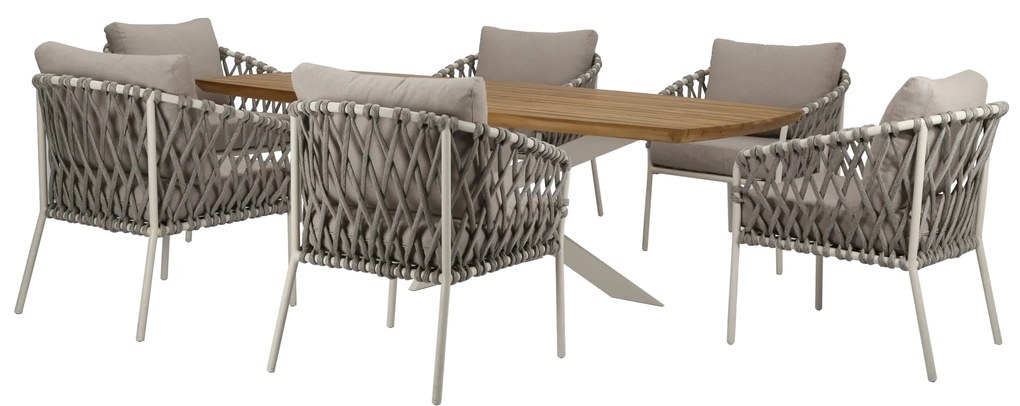 Amalfi Lido low dining tuinset 240x100xH69 cm 7 delig sand