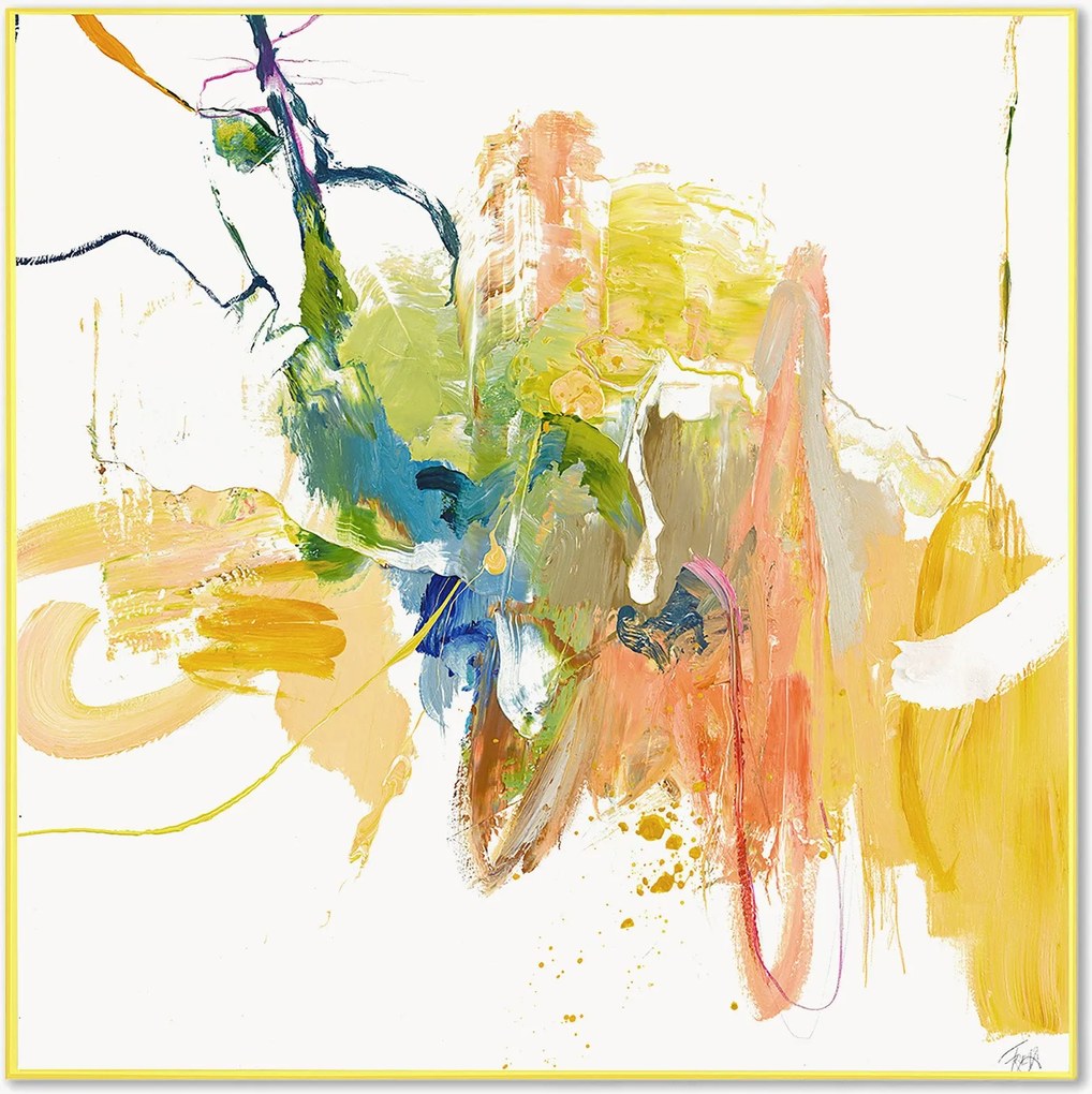 Ingelijste canvasprint Confidential Yellow, handafgewerkt