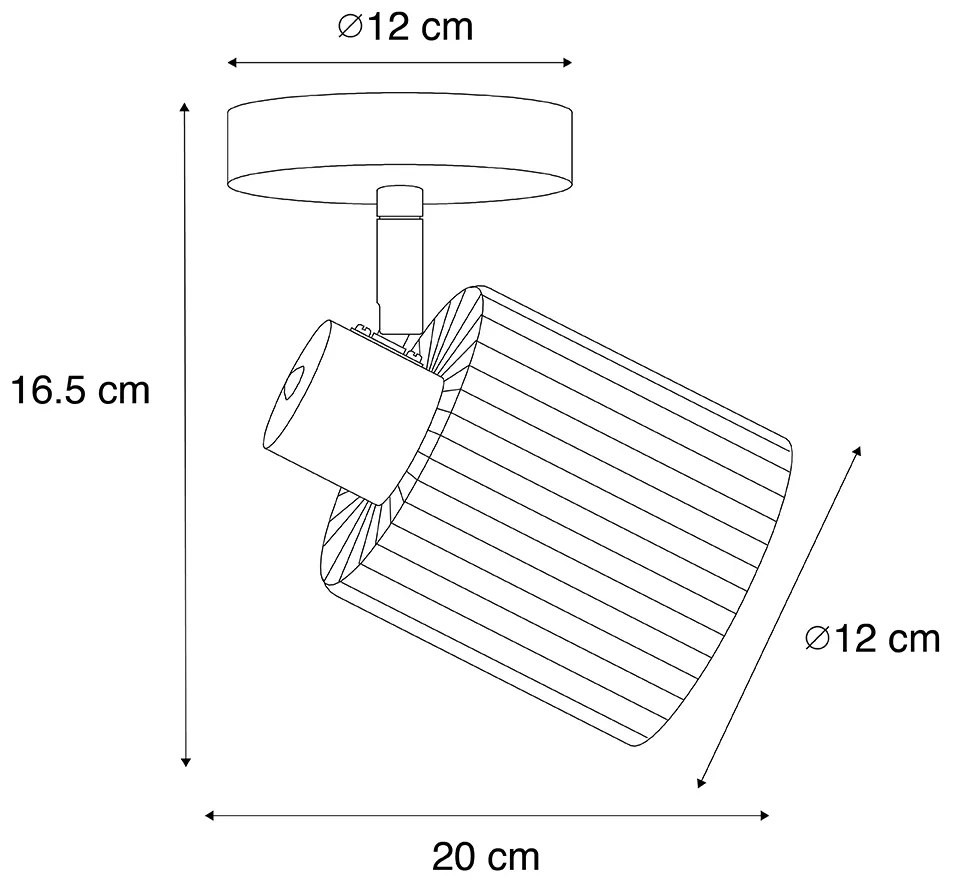 Art Deco plafondspot zwart met smoke glas verstelbaar - Laura