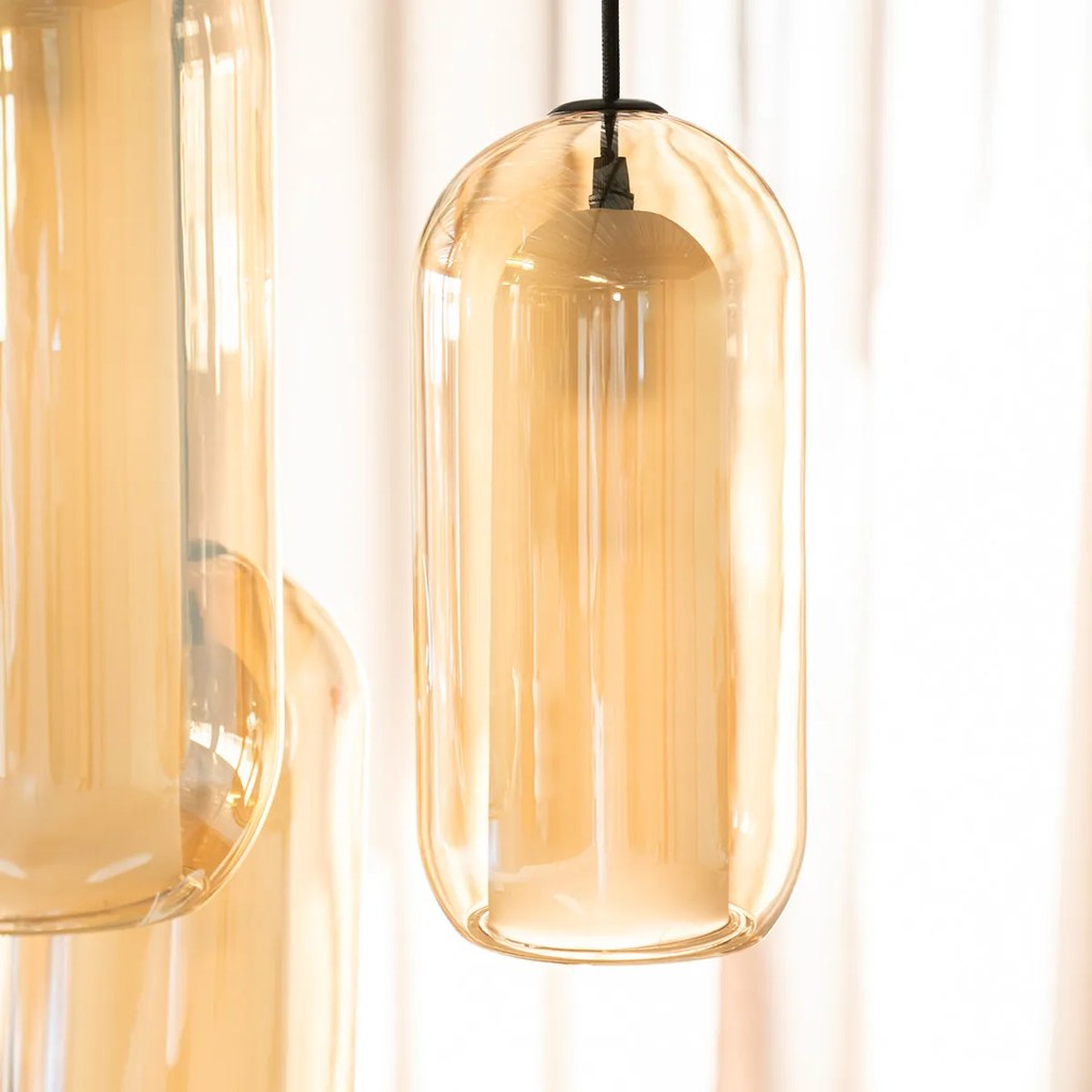 By-Boo Shona Round Trapse Hanglamp Amberglas