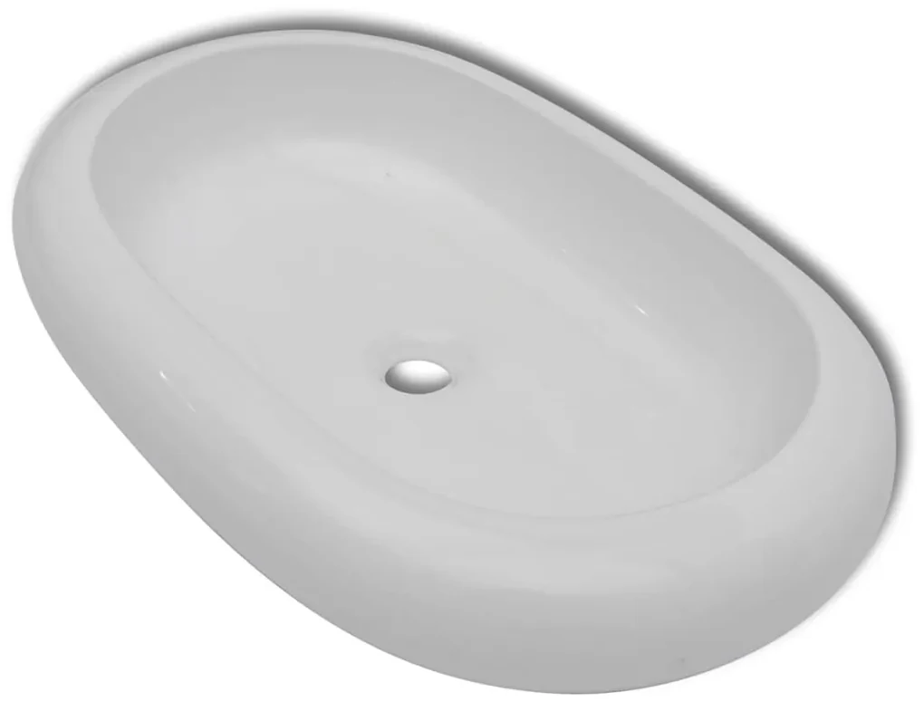 vidaXL Luxe keramische wasbak ovaal 63 x 42 cm (wit)