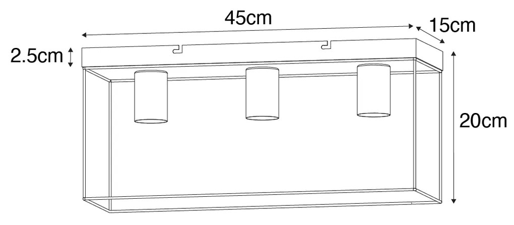 Minimalistische plafondlamp zwart 3-lichts - Kodi
