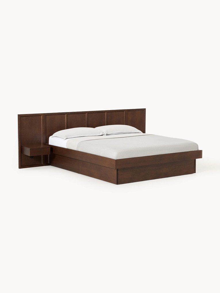 Houten bed Nanto met lades en hoofdeinde