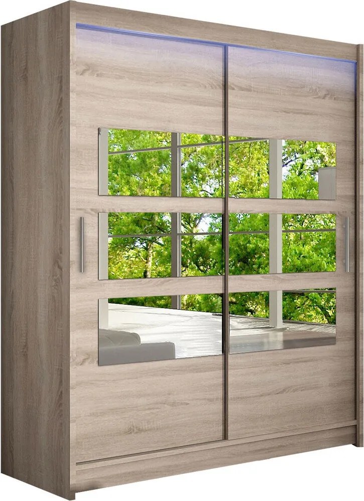 Kledingkast Closico Camera VII, Truffel, 200x150x58cm, 114 kg, Kledingkast deuren: Schuivend, Aantal planken: 5, Aantal planken: 5