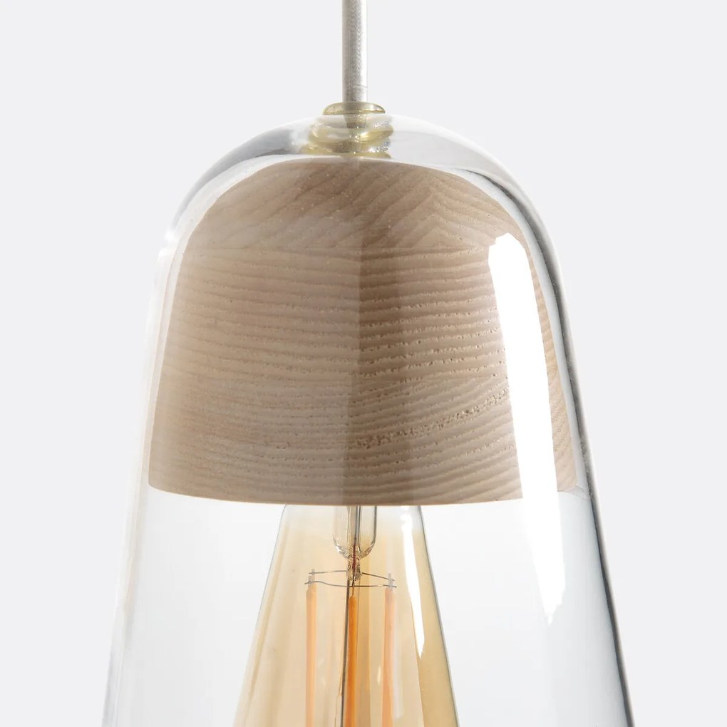 Wandlamp in glas en hout Nasoa