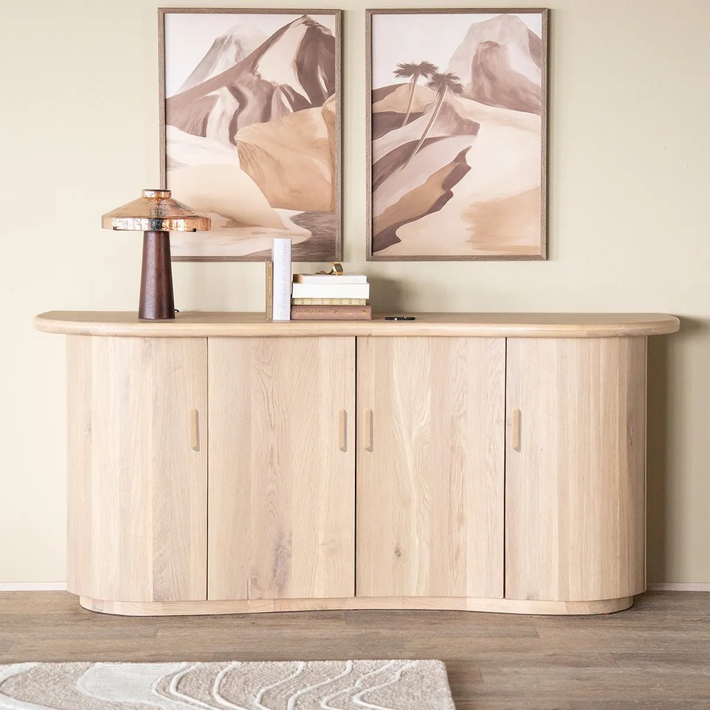 Eleonora Josh Eiken Dressoir Golvend Design Naturel - 180x50x80cm.