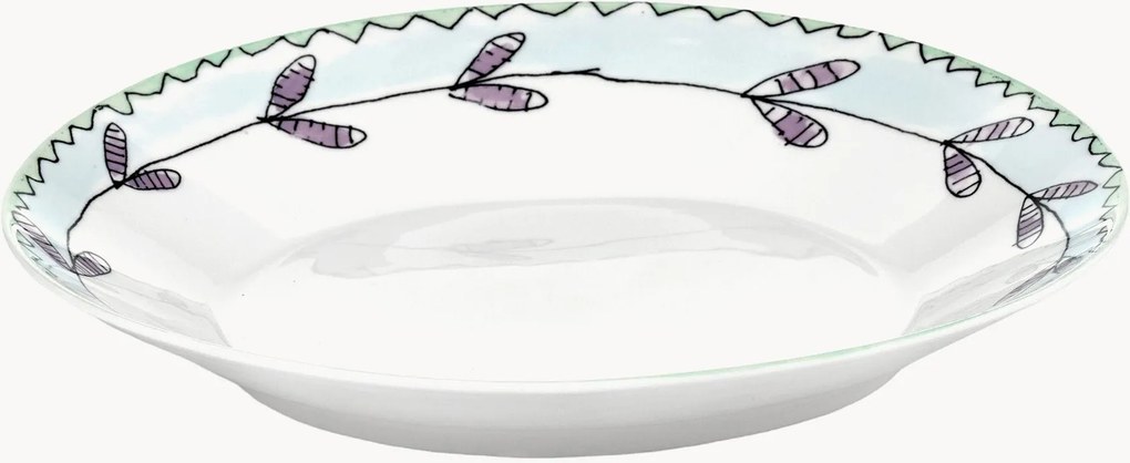 Fine Bone China diepe borden Midnight Flowers, 2-delig