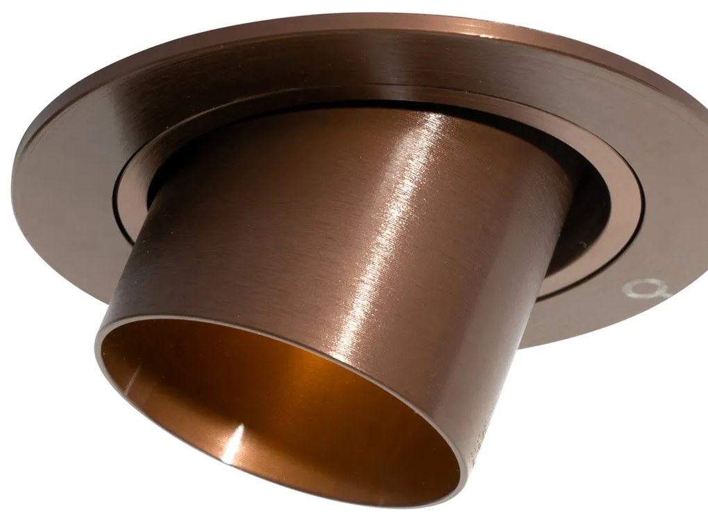 Set van 6 inbouwspots donkerbrons GU10 35mm rond kantelbaar - Installa Modern GU10 Binnenverlichting Lamp