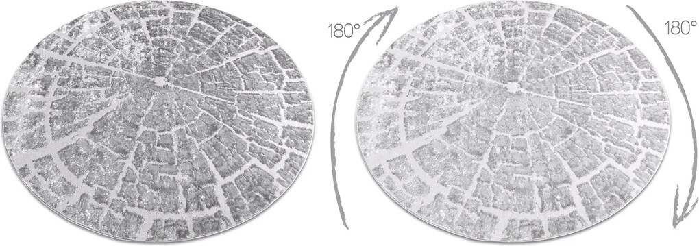 Tapijt MEFE modern  Rond ,  6185 Boomstam , boom , Structureel,  twee poolhoogte , grijskleuring