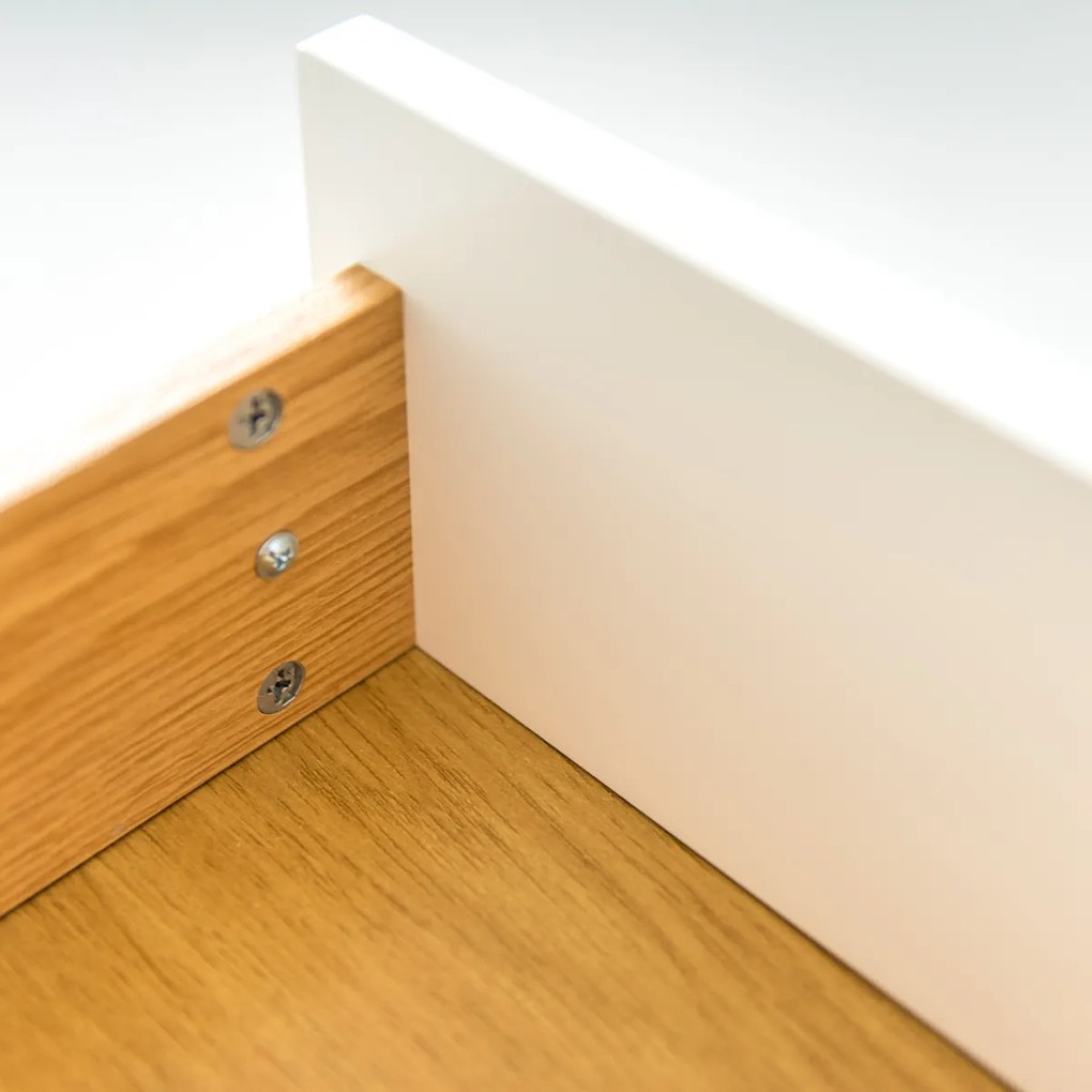 Tenzo Bess Wandkast Mat Wit Met Eiken - 114x43x120cm.