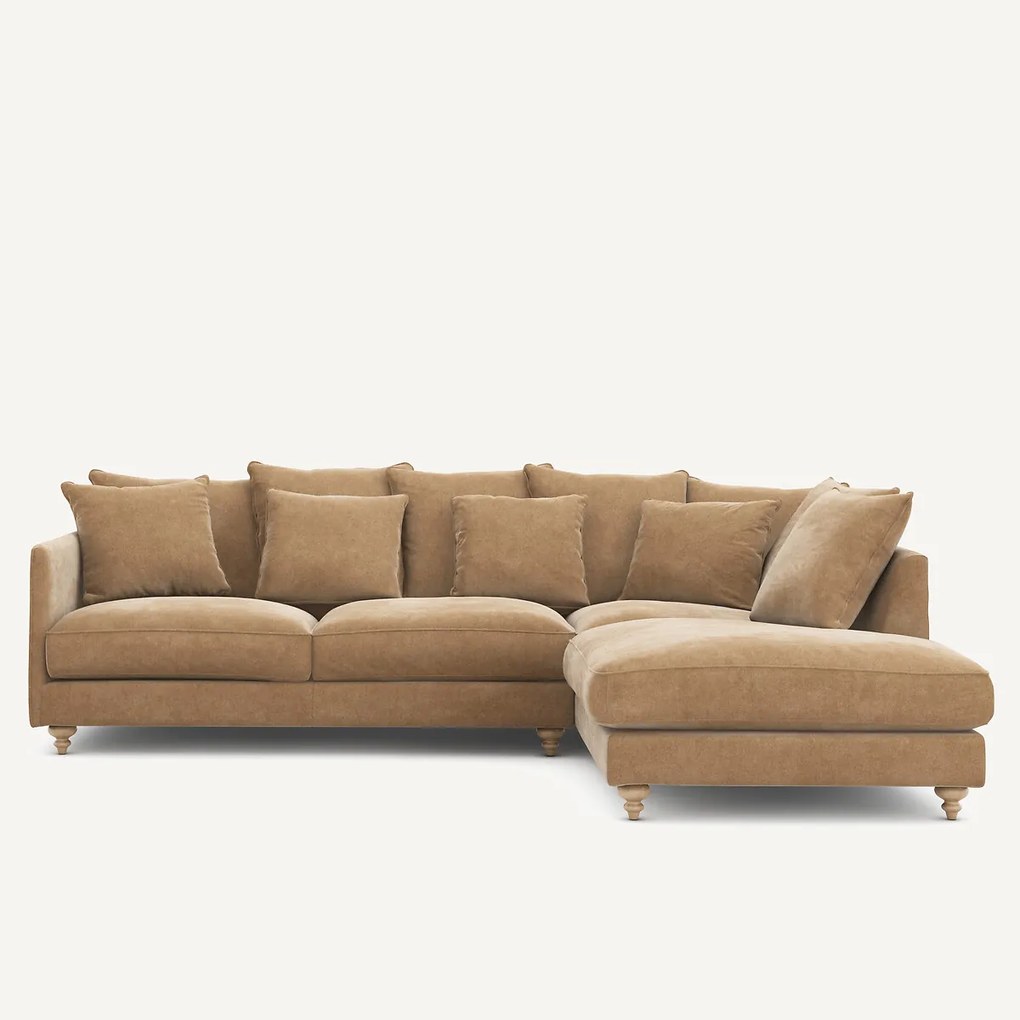 Omvormbare hoekbank in stonewashed fluweel, Lazare