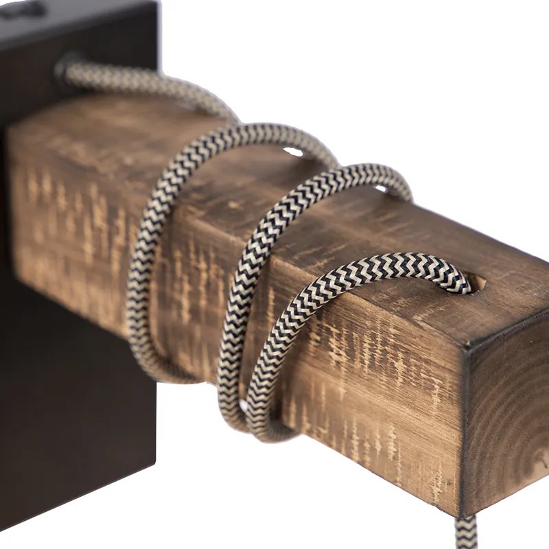 Smart industriële wandlamp met dimmer zwart met hout incl. wifi G95 - Gallow Industriele / Industrie / Industrial E27 Binnenverlichting Lamp