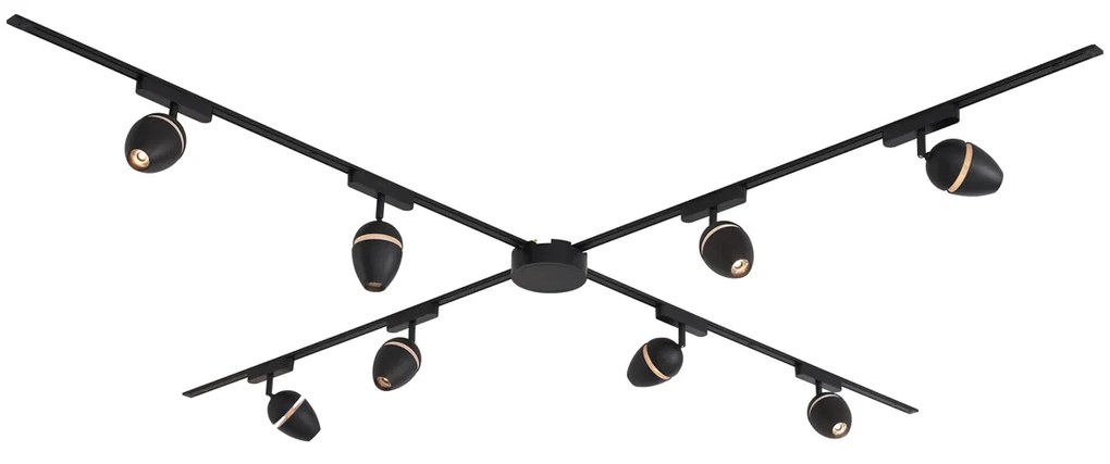 LED Modern railsysteem met 8 Spot / Opbouwspot / Plafondspots zwart 1-fase - Magnetic Eggy Modern Binnenverlichting Lamp