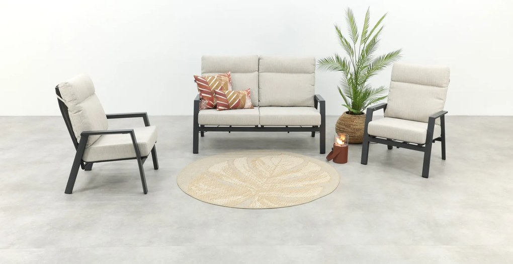 Lagos stoel-bank loungeset 3-delig verstelbaar - Antraciet