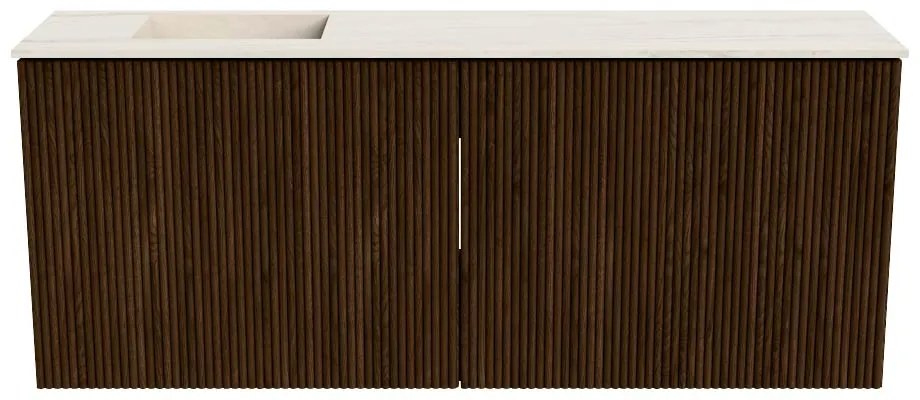 Mondiaz Joya DLux 100cm toiletmeubel walnut met wastafel faye links 1 kraangat meli