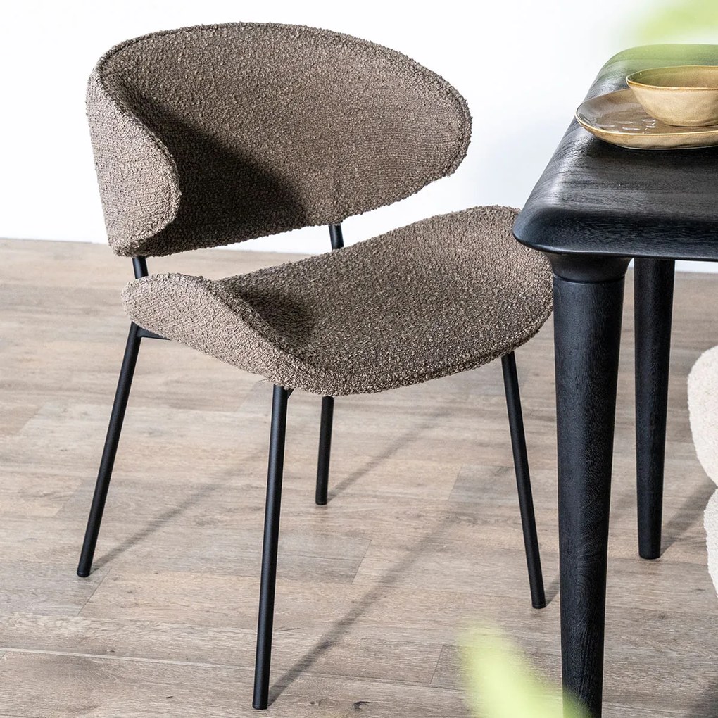 Boucle Eetkamerstoel Ronde Rug Bruin