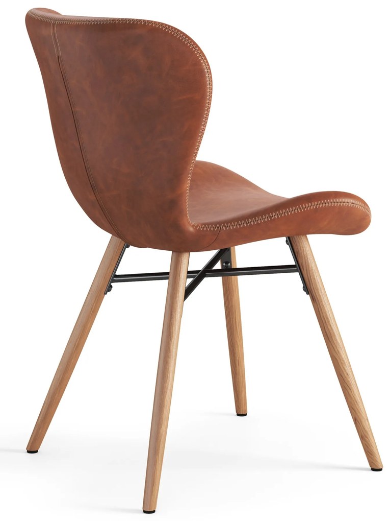 ALTEA Eco-leer Retro Brandy/poten natuur eiken – MODERNE STOEL VOOR WOONKAMER/EETKAMER/KEUKEN/KANTOOR