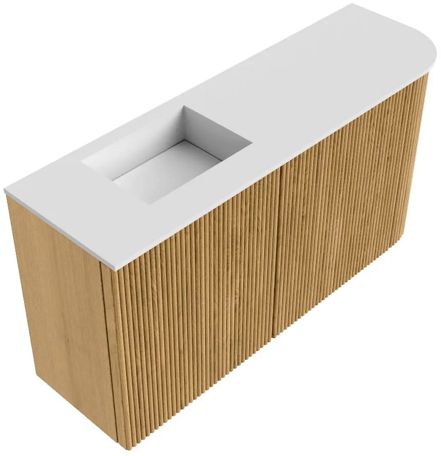 Mondiaz Joya 80cm toiletmeubel ronding rechts oak met wastafel faye links zonder kraangat talc