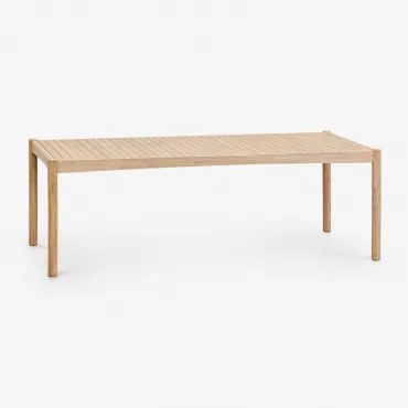 Rechthoekige Eettafel In Acaciahout (220x100 Cm) Karvia Lichte Acaciekleur - Sklum