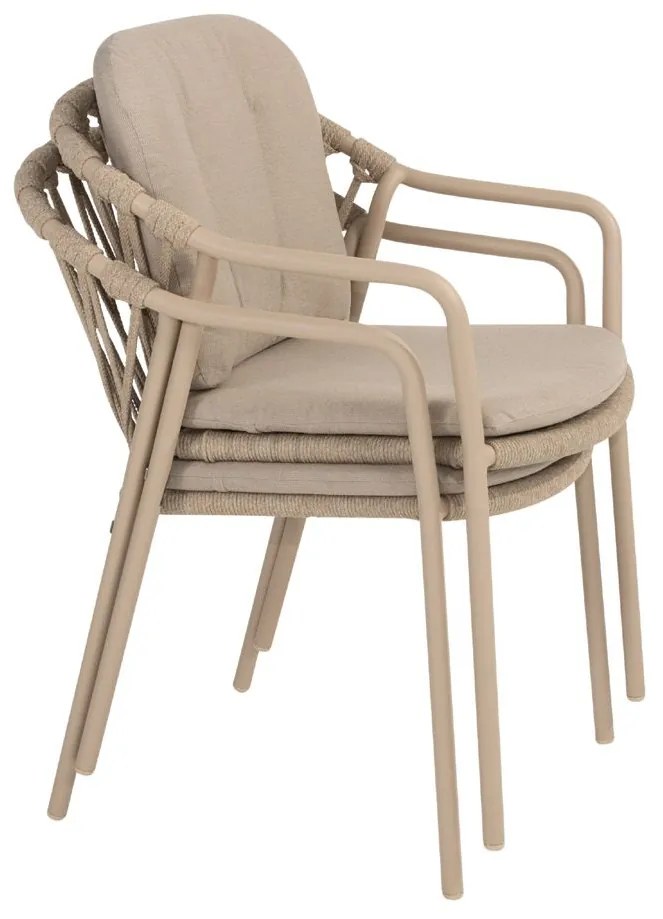 Taste by 4 Seasons Manitoba stapelbare tuinstoel latte SALE Tuinstoel taupe weerbestendig