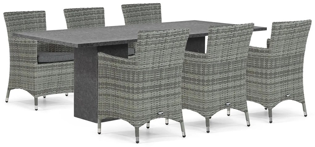 Tuinset 6 personen 240 cm Wicker Grijs Domani Furniture Miami/Graniet