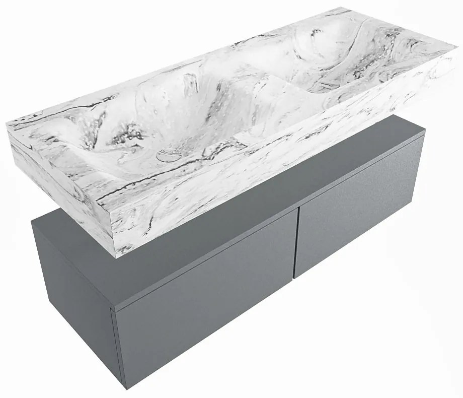 Mondiaz Alan DLux badmeubel 120cm plata 2 lades met wastafel glace dubbel 2 kraangaten