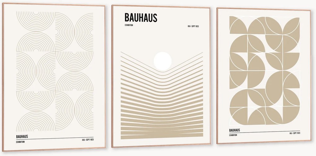 Ingelijste digitale prints Bauhaus, 3-delig