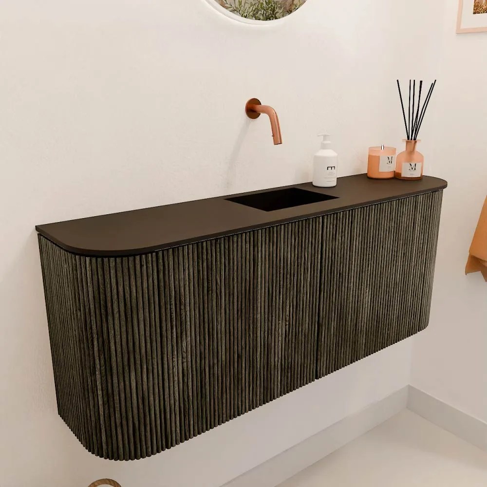 Mondiaz Joya 105cm toiletmeubel ronding links/rechts shadow met wastafel faye midden zonder kraangat urban