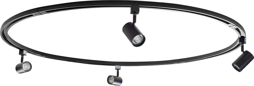Modern railsysteem met 4 spots zwart 1-fase rond - Iconic Jeana