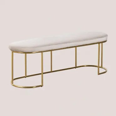 Fluwelen Bench Markina Beige – Crème & ↔︎ 120 Cm - Sklum