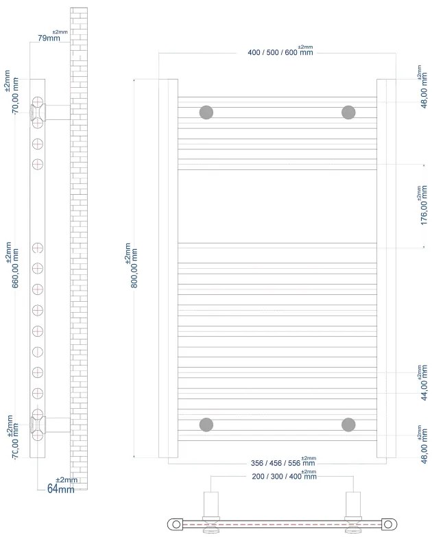 Eastbrook Wingrave handdoekradiator 40x80cm grijs mat 337W