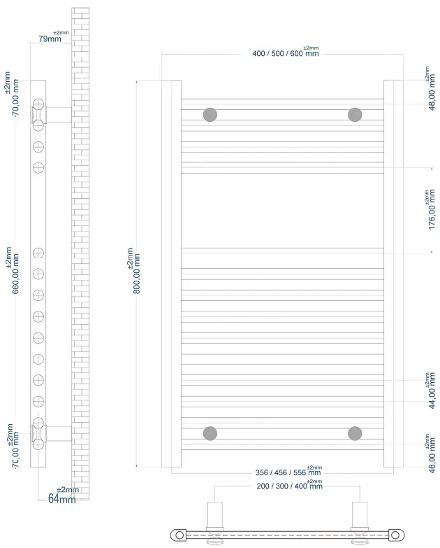 Eastbrook Wingrave handdoekradiator 50x80cm grijs mat 404W
