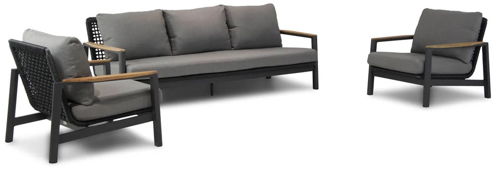 Coco Ralph Stoel-bank Loungeset Aluminium/rope Grijs 3-delig