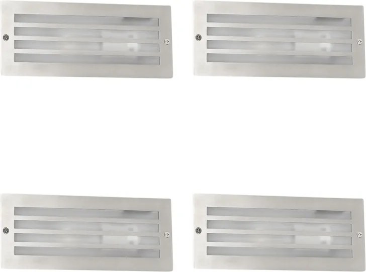 Set van 4 moderne inbouwlampen staal IP44 - Hurricane