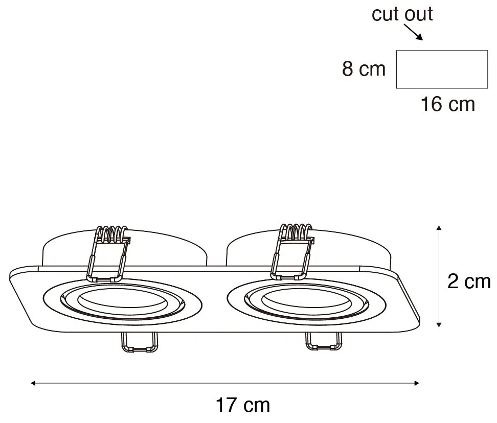 Set van 6 afgeronde inbouwspots gunmetal GU10 50mm draai- en kantelbaar IP44 2-lichts - Alberto