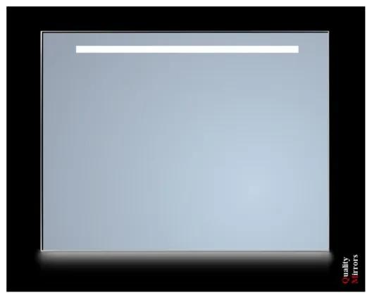 Sanicare Spiegel met 1 x horizontale strook + Ambiance licht onder "Cold White" Leds 120 cm omlijsting zwart LCD.70120Z