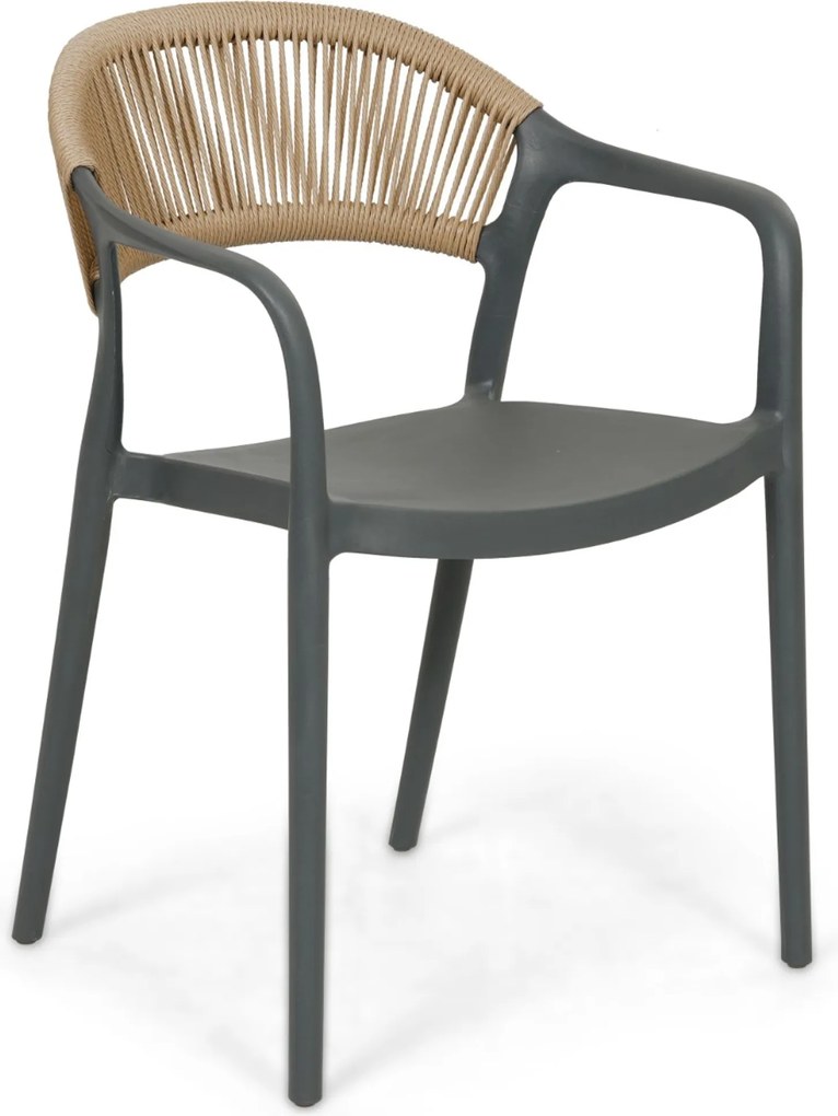 Tuinset Ronde Tuintafel 6 personen 150 cm Kunststof Grijs  Domani Furniture Toscano/Arancia