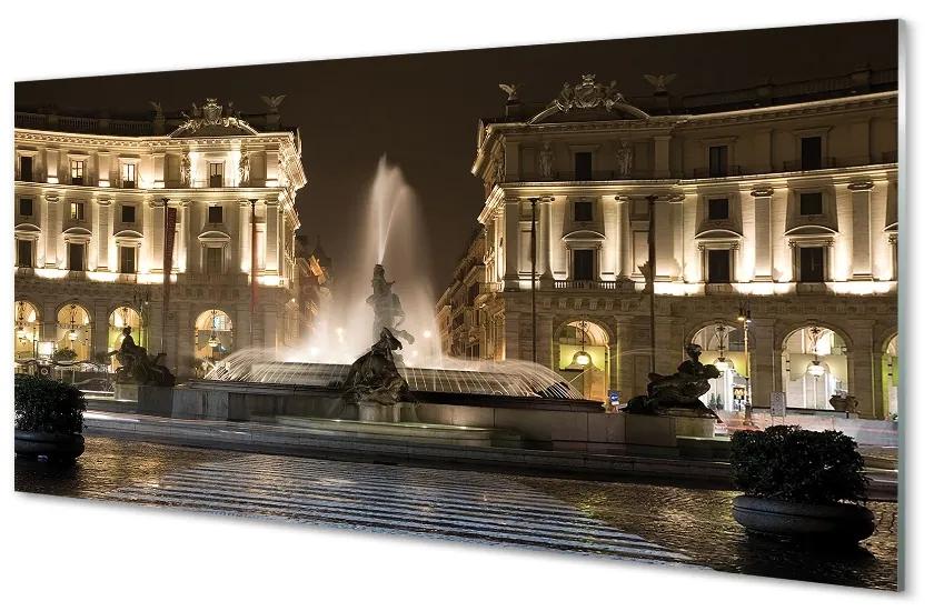 Foto op glas Rome fountain square night 100x50 cm
