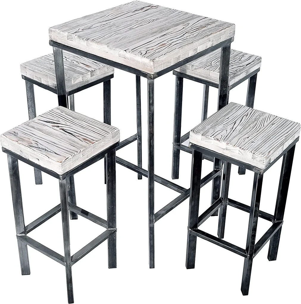 CHYRKA® Bartafel barkruk LS bartafel SAMBOR barmeubel loft vintage bar industrieel design handgemaakt hout metaal