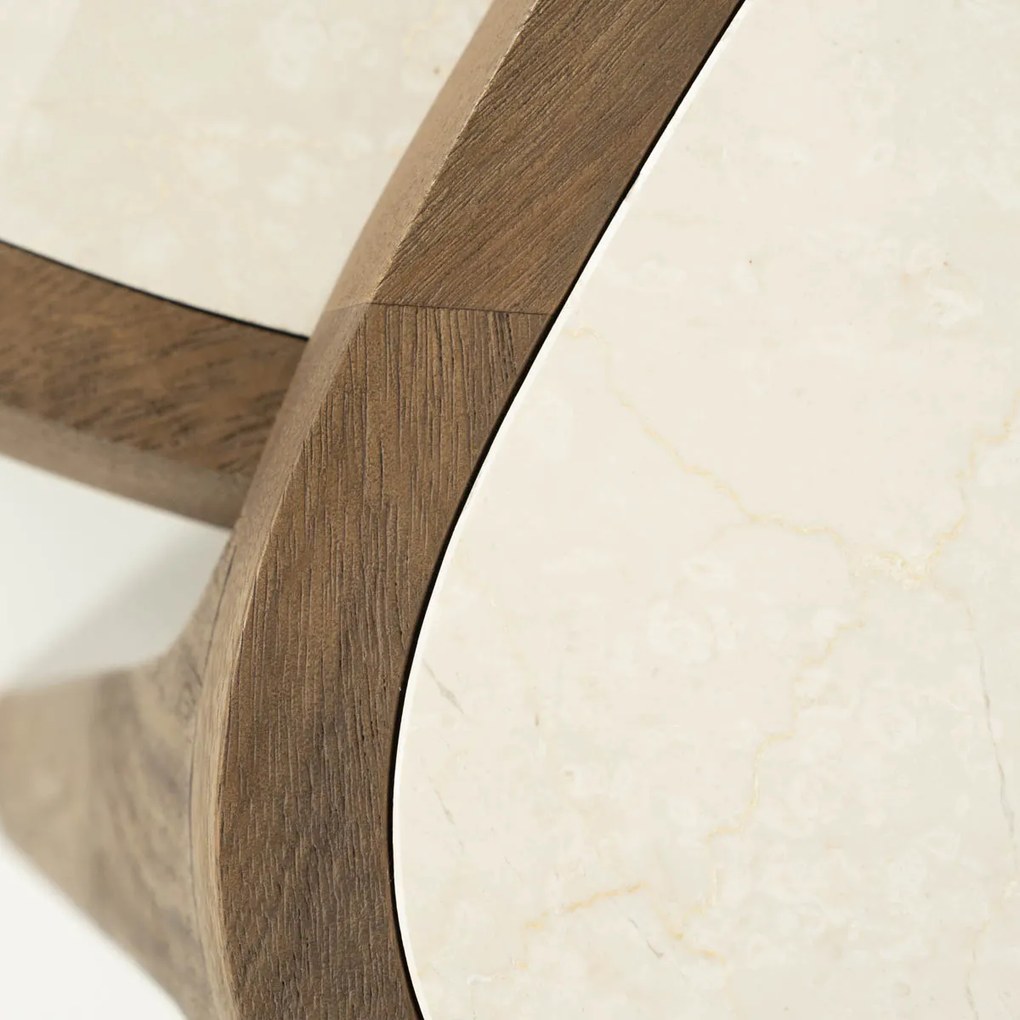 Salontafel Hout Met Marmer 60x51 Cm - 60 X 51cm.
